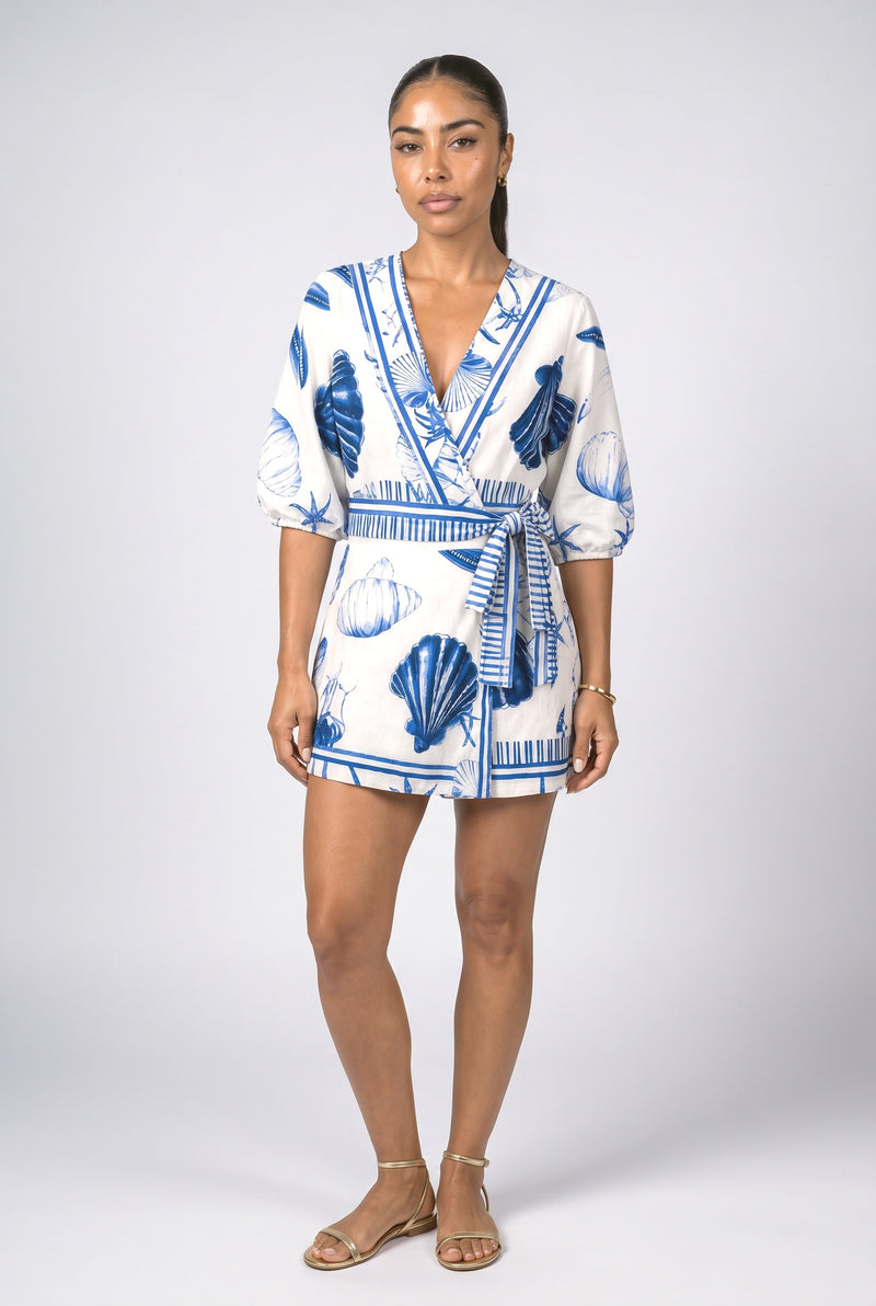 Navy Shell Wrap Jumpsuit