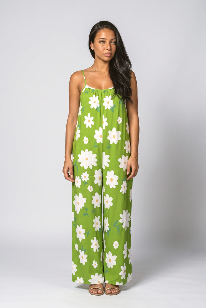 Green Daisy Floral Jumpsuit