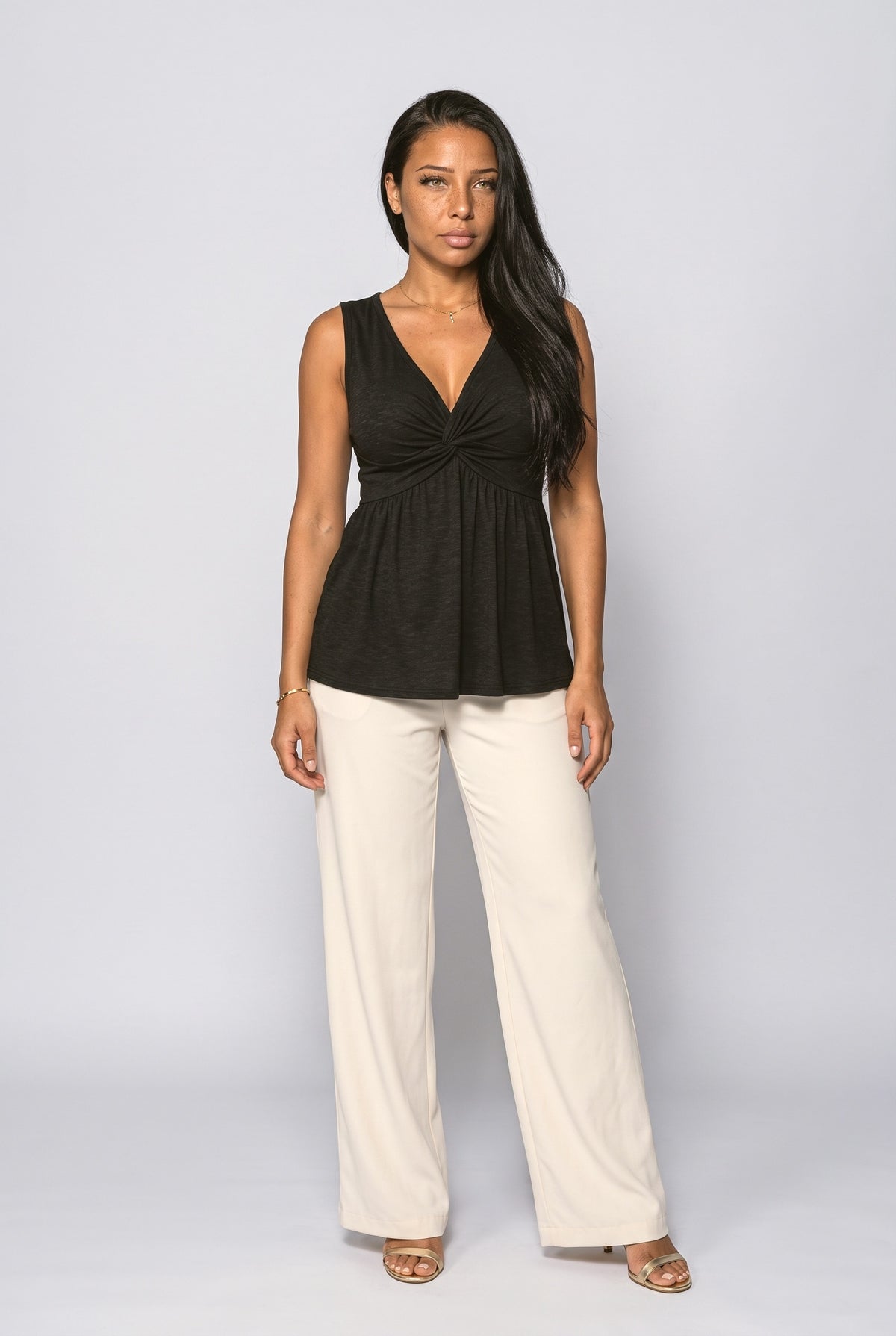 V-Neck Sleeveless Empire Waist Tank Top