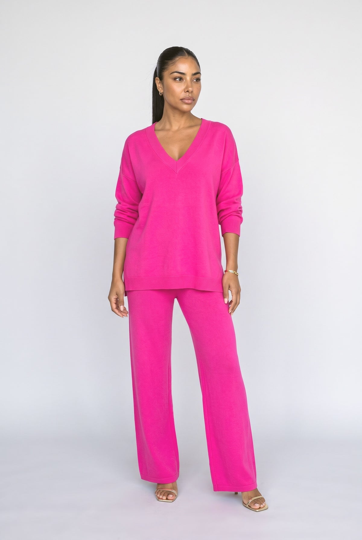 Knit V-Neck Lounge Set