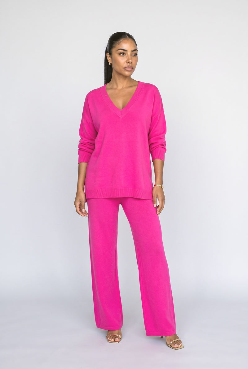 Knit V-Neck Lounge Set