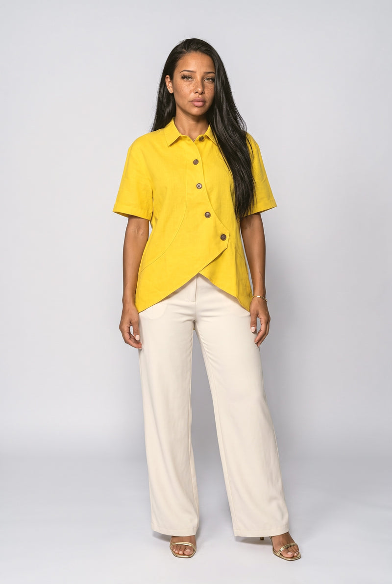 Yellow Asymmetric Blouse