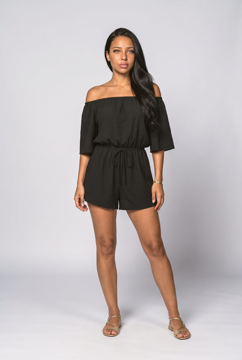 Black White Off-Shoulder Jumpsuit