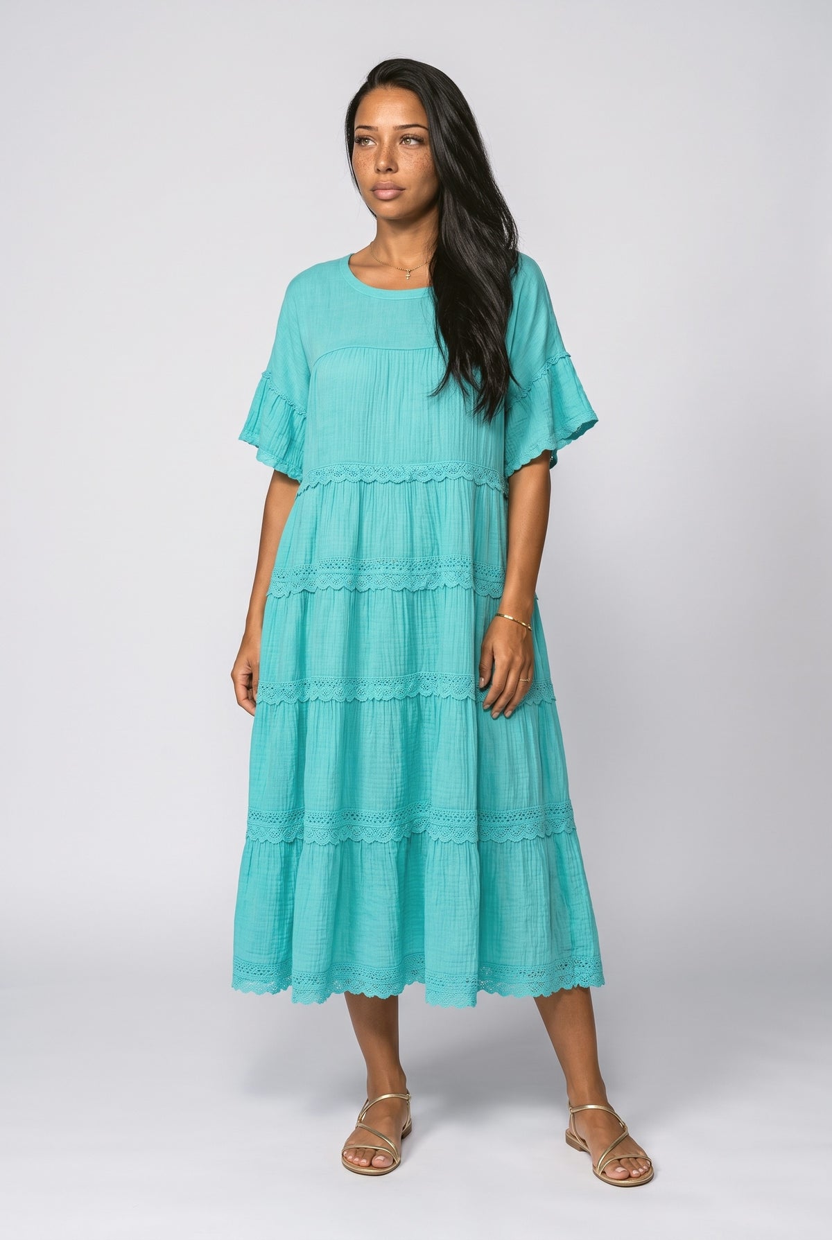 Lace Tiered Midi Dress