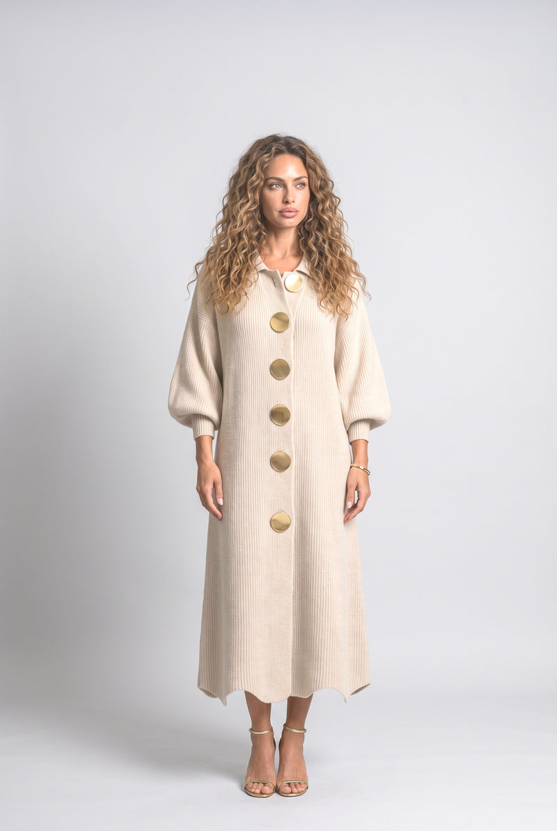 Beige Ribbed Maxi Dress