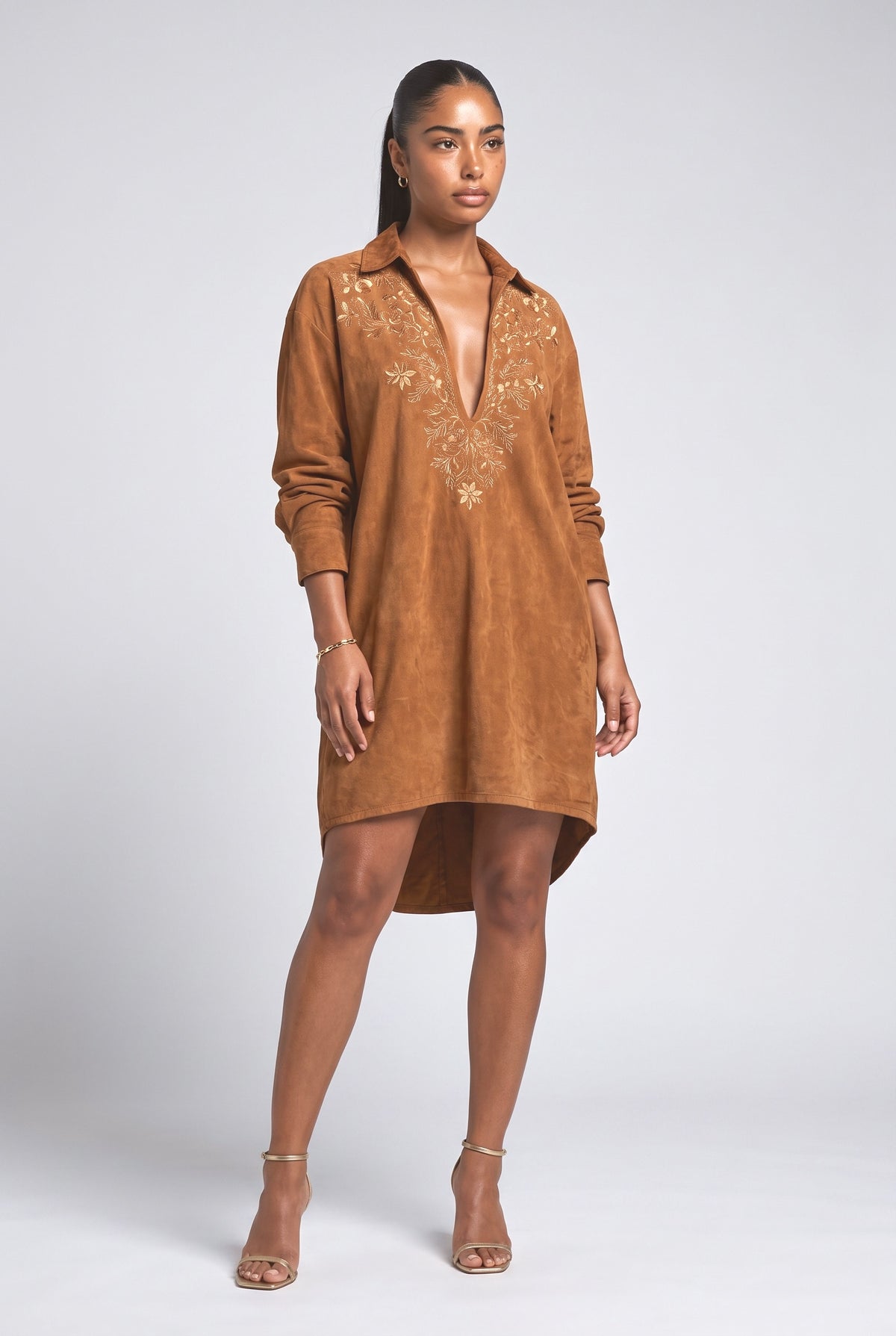 Brown Midi Dress, Brown