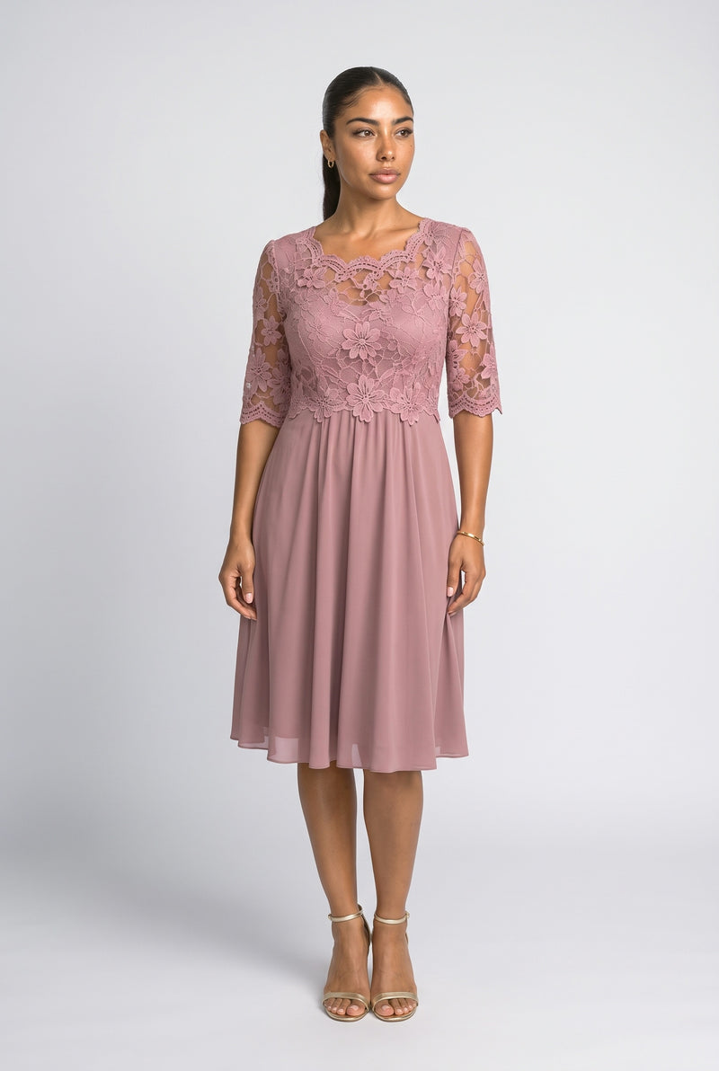 Pink Floral Flowy Midi Dress