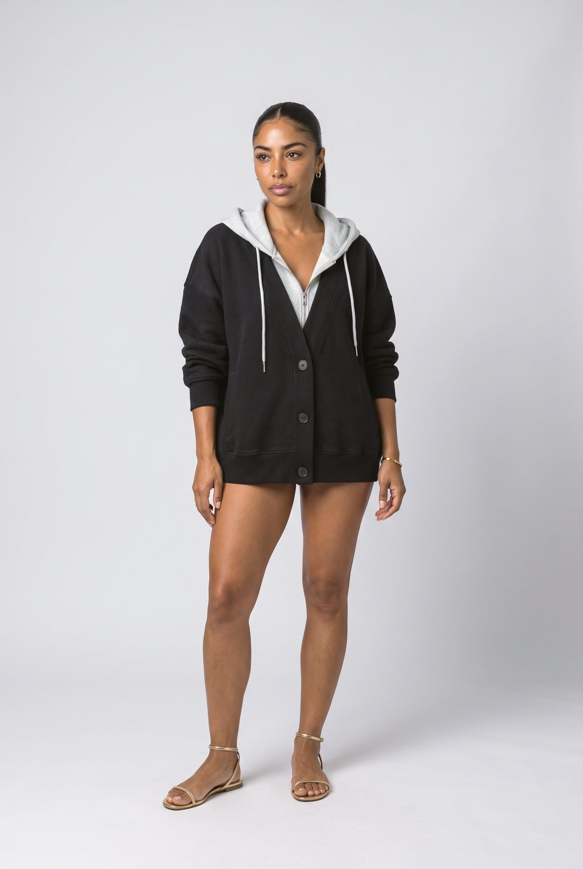 V-Neck Colorblock Hoodie