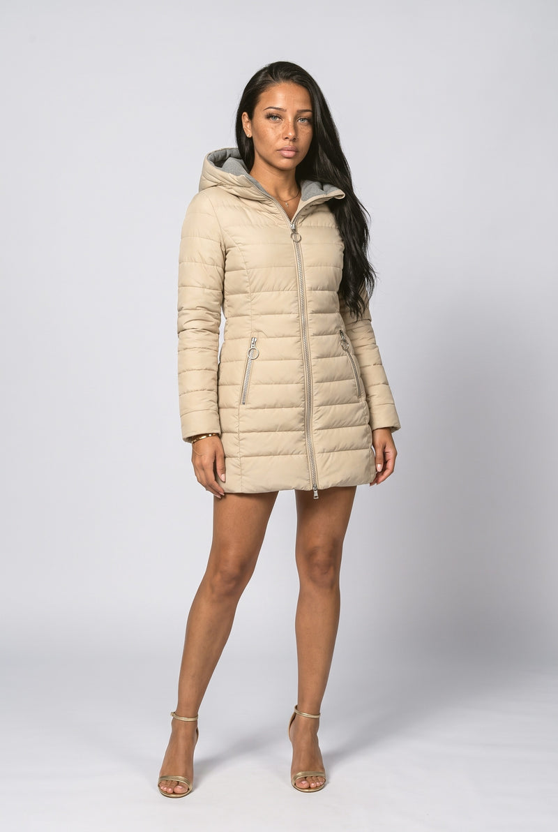 Apricot Grey Puffer Jacket