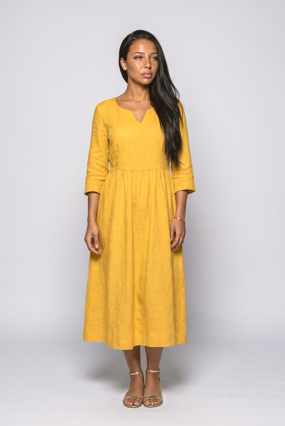 V-Neck Midi Dress