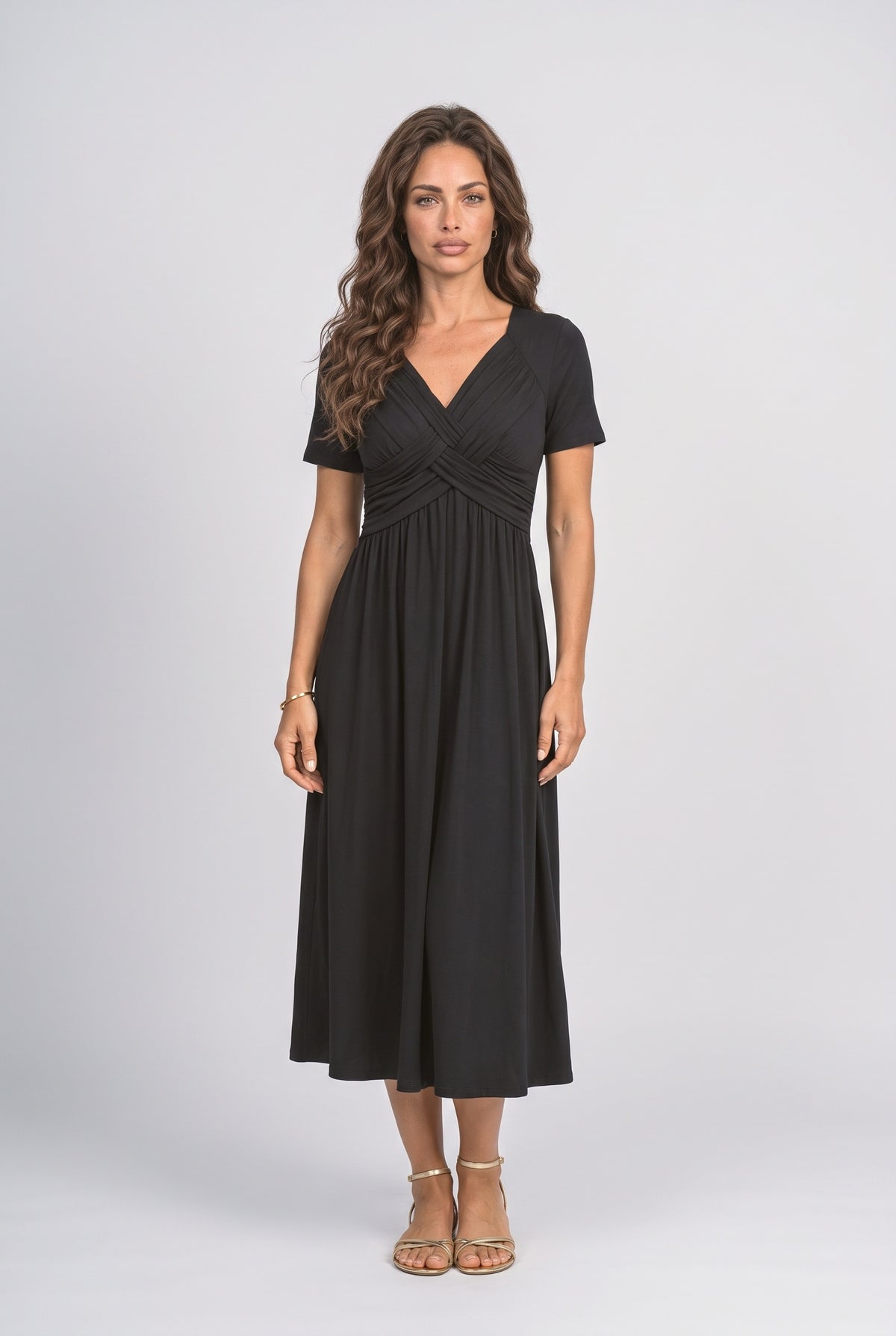 V-Neck Midi Dress