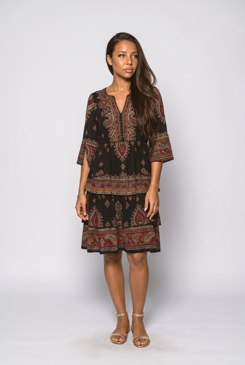 Paisley Tiered Midi Dress