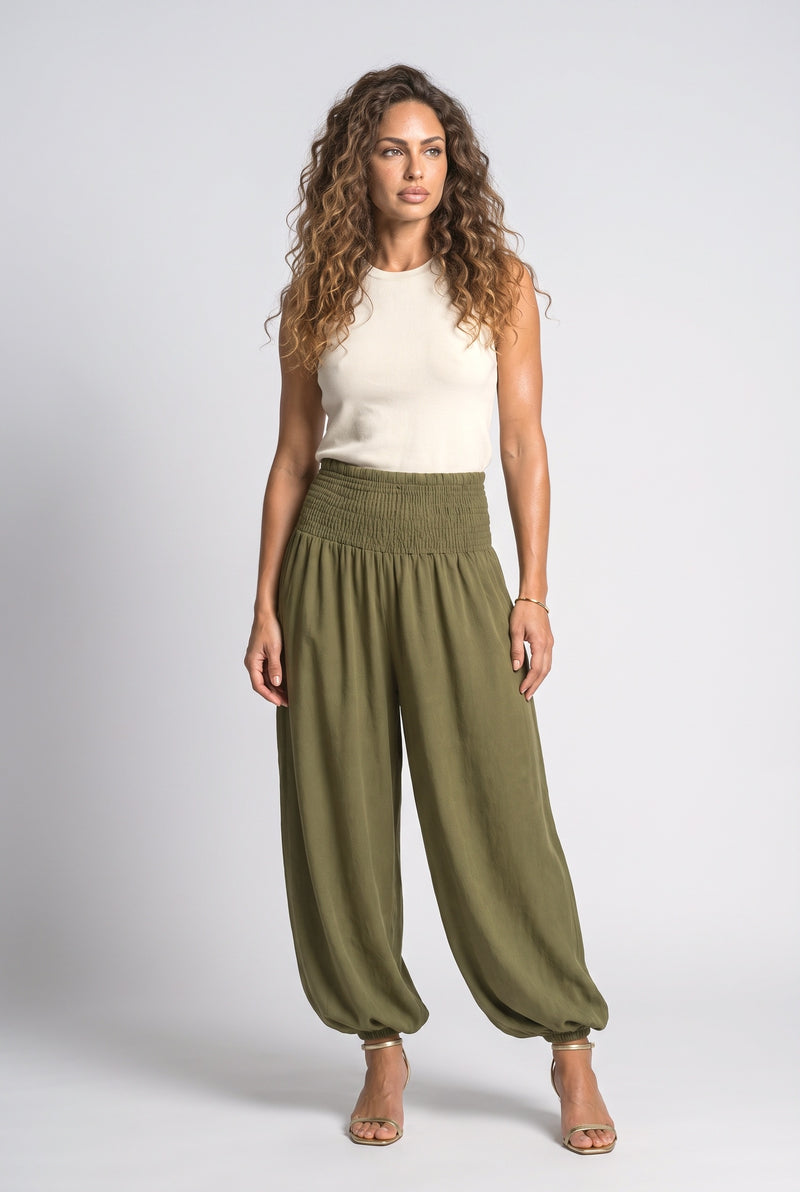 Army Green Wide Leg Pants