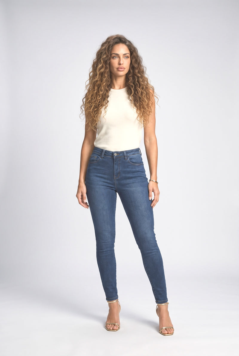 Blue Fleece-Lined Skinny Jeans