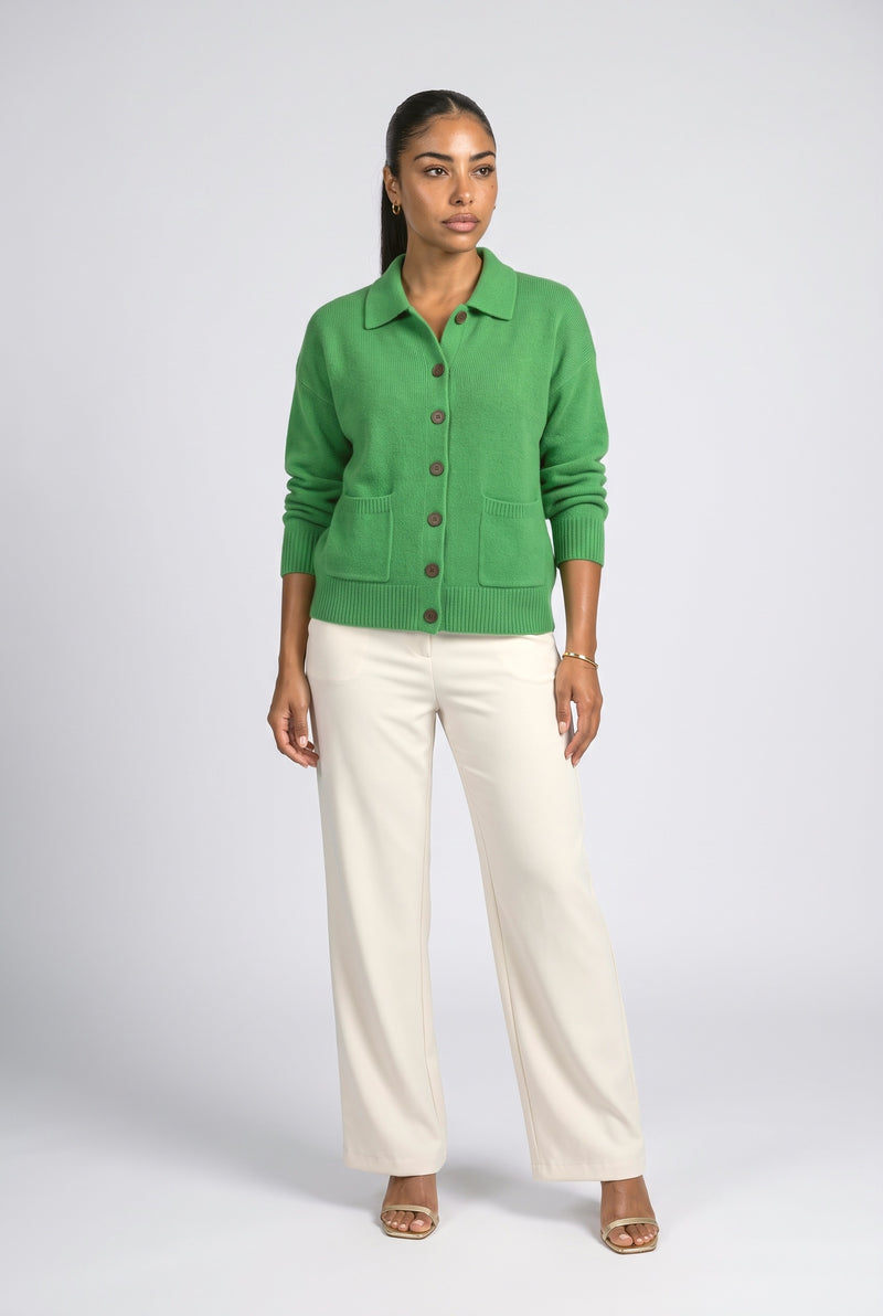 Green Orange Knit Cardigan