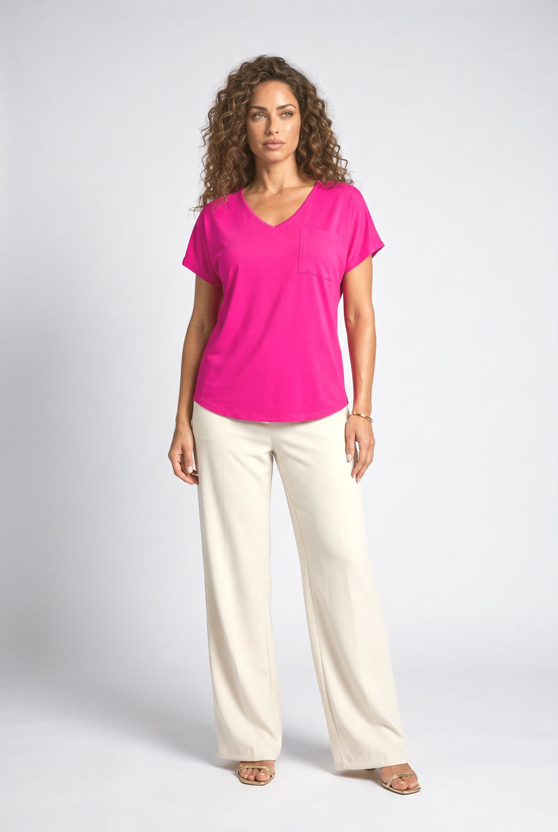 Rose Pink V-Neck T Shirt