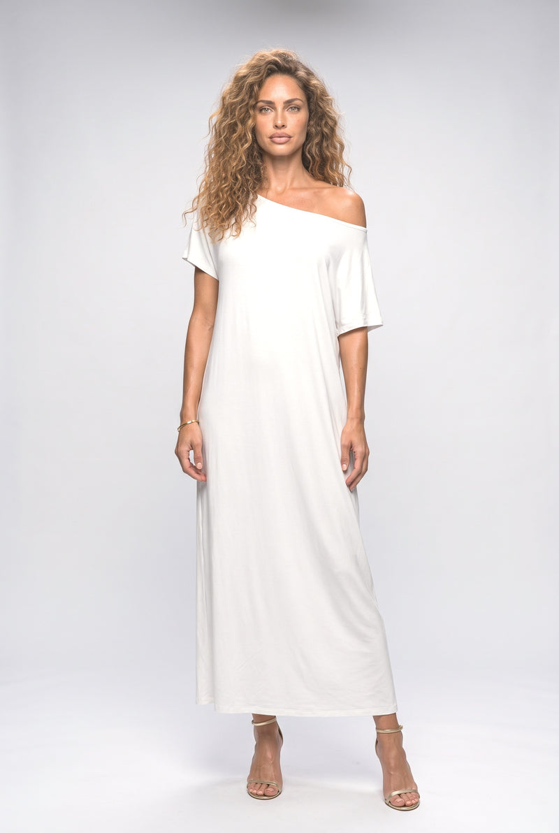 Off-Shoulder Draped Maxi Dress