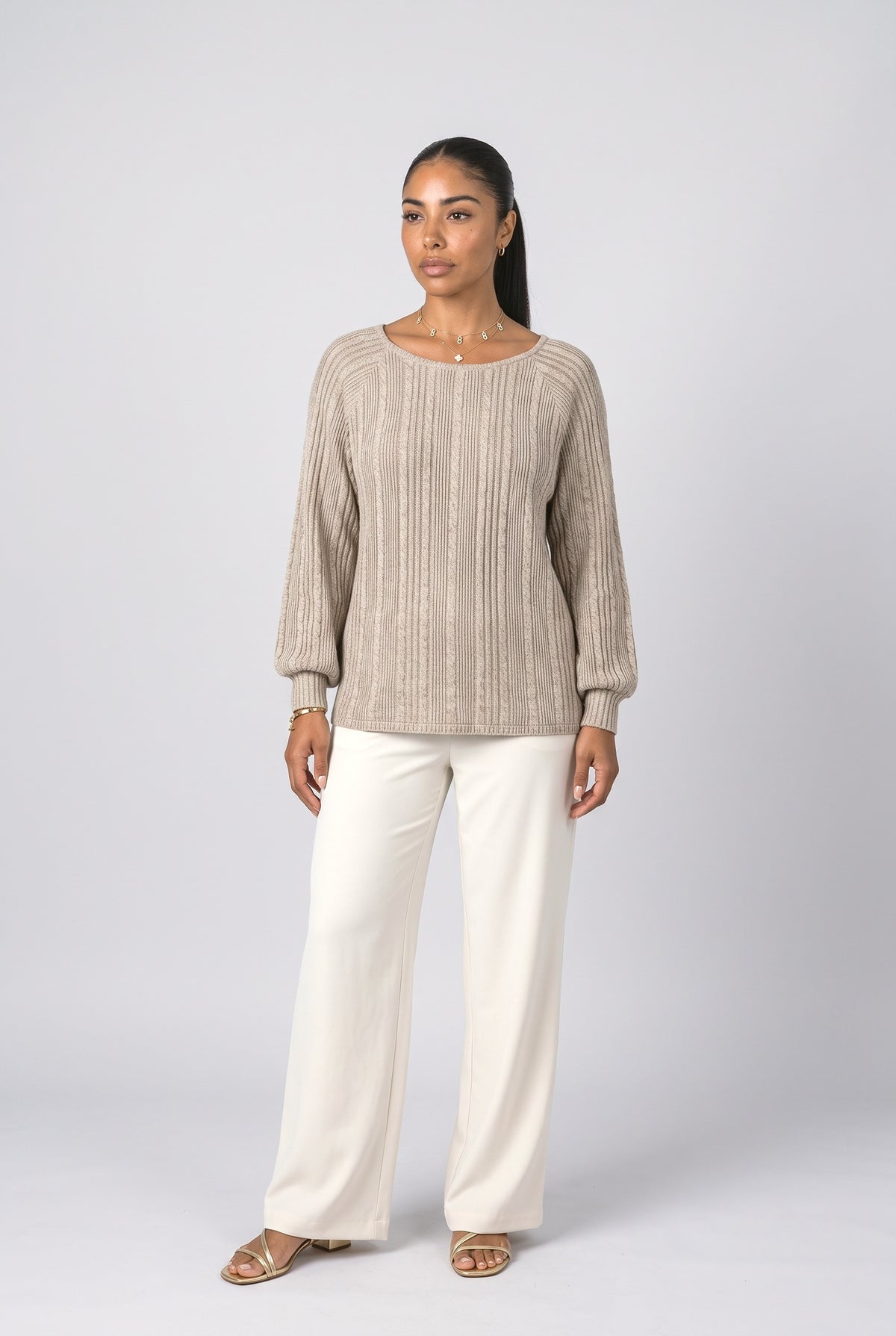 Striped Long Sleeve Knit Top