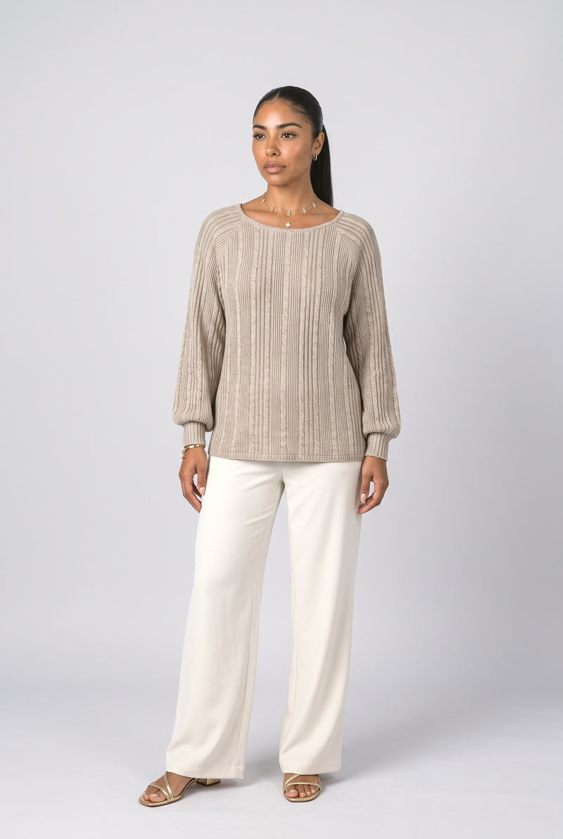 Striped Long Sleeve Knit Top