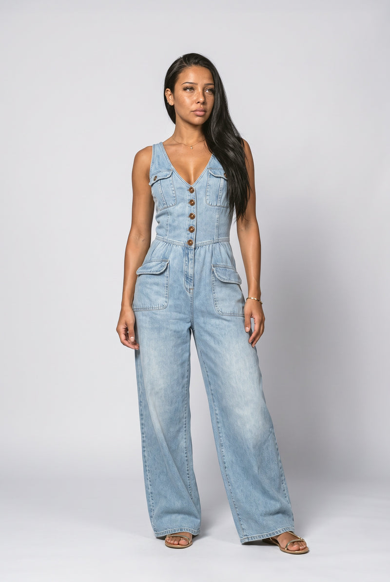 Light Blue Denim Jumpsuit