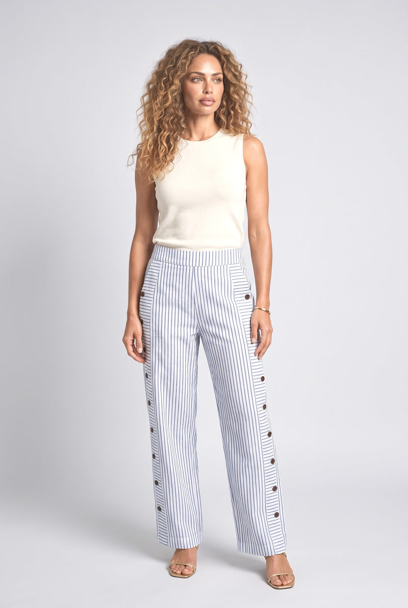 Blue Stripe Striped Wide Leg Pants