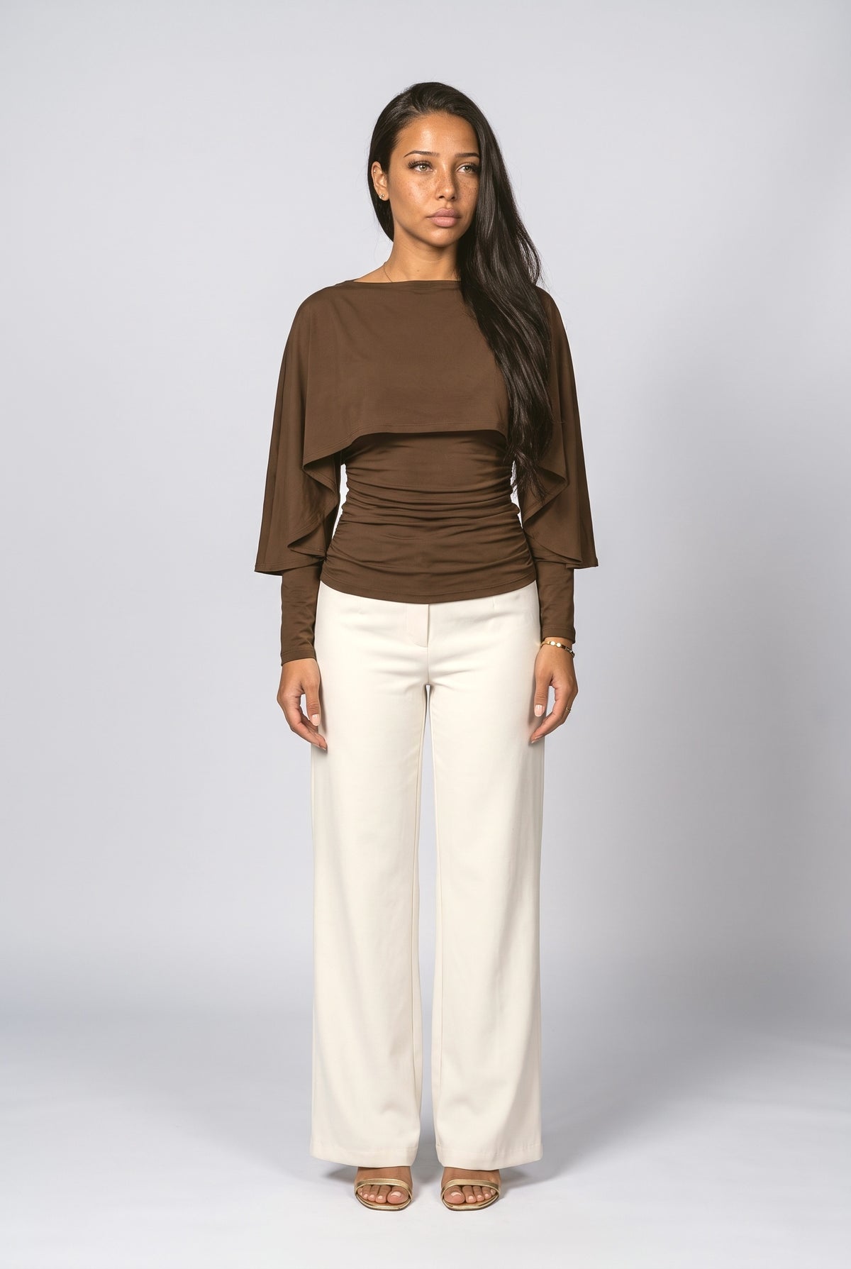 Batwing Sleeve Ruched Blouse