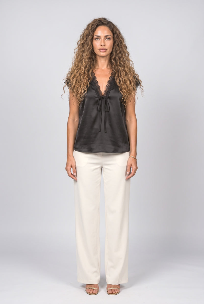 Satin V-Neck Blouse