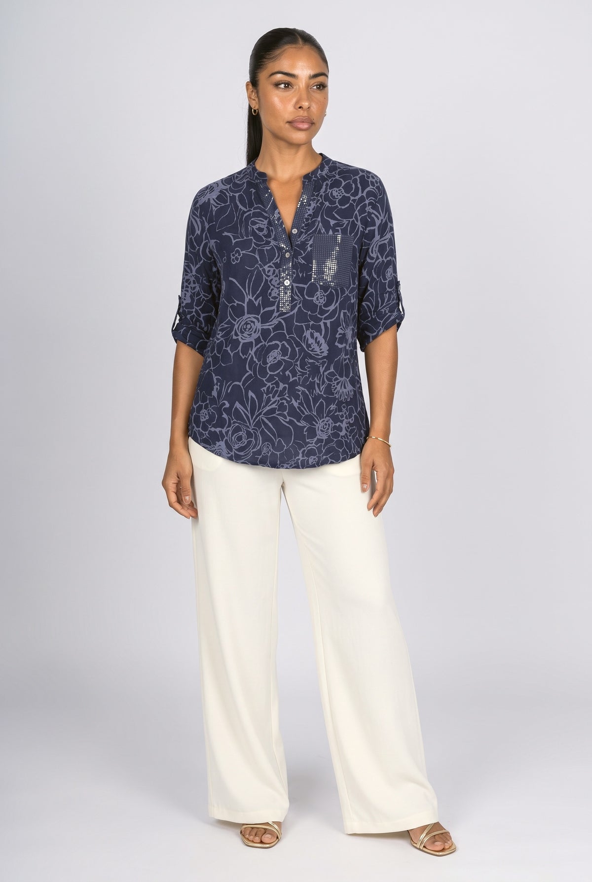 Sequin Floral Blouse
