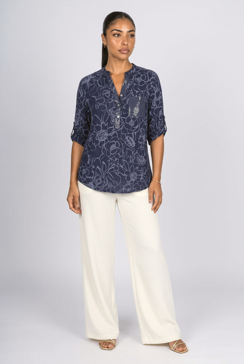 Sequin Floral Blouse