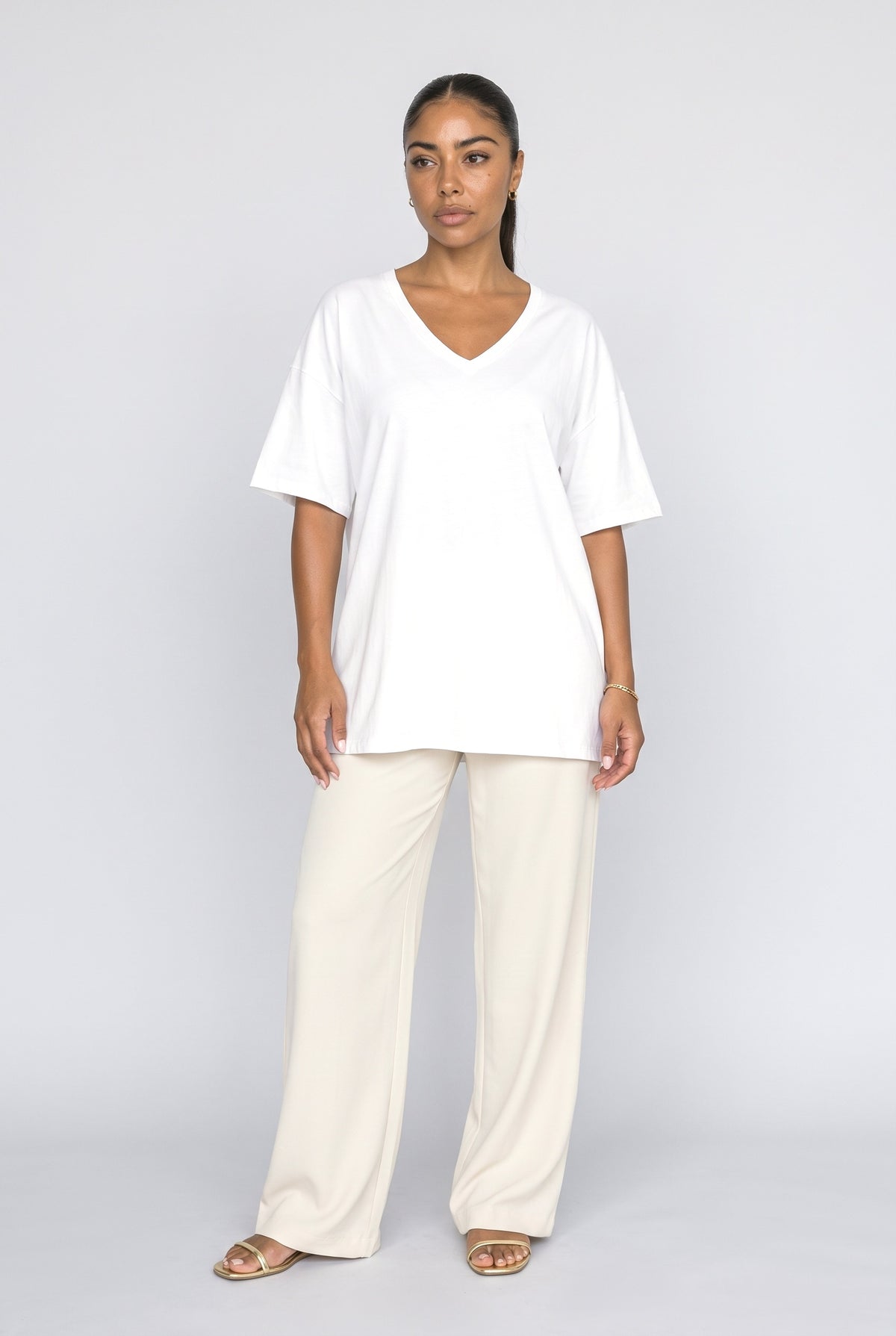 V-Neck Oversized T Shirt Women