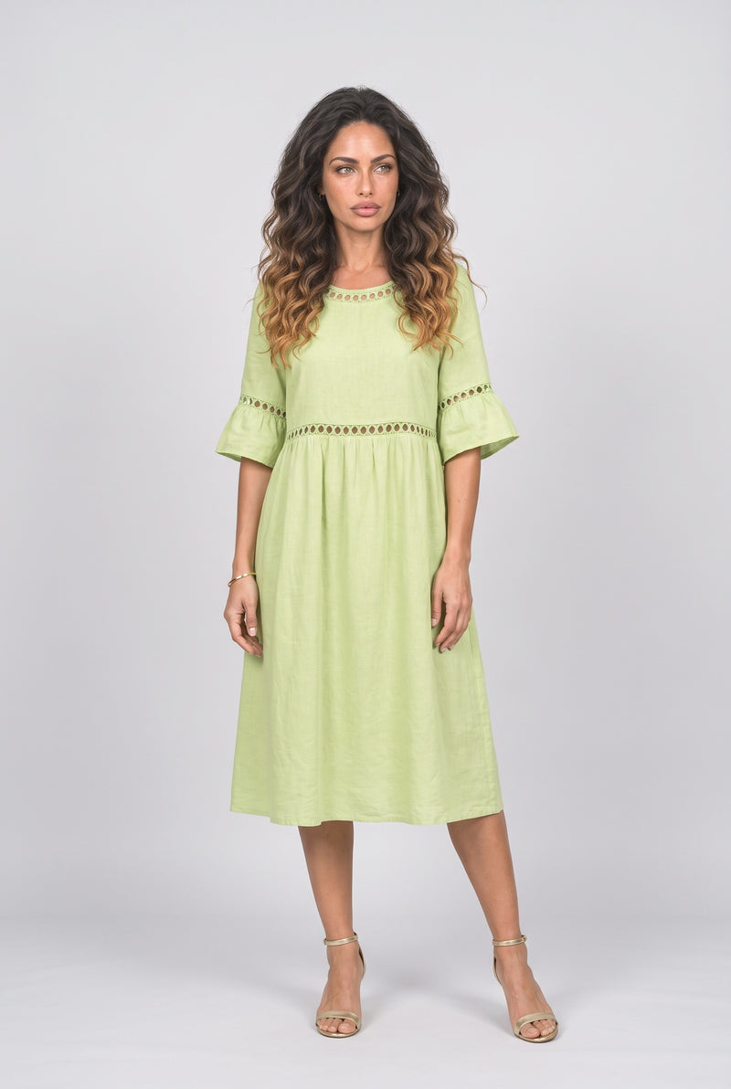 Green Lace Midi Dress