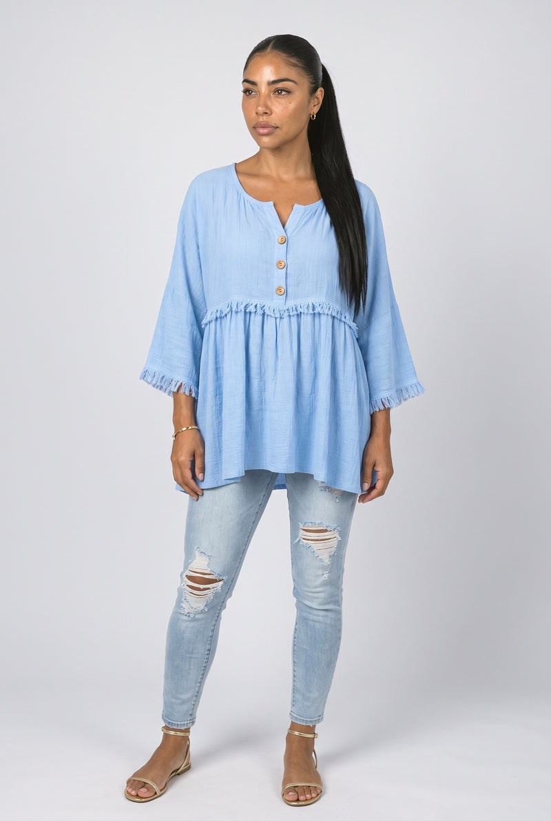 Long Sleeve Fringe Blouse