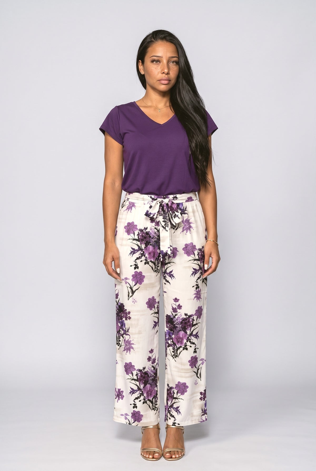 V-Neck Two Piece Outfit