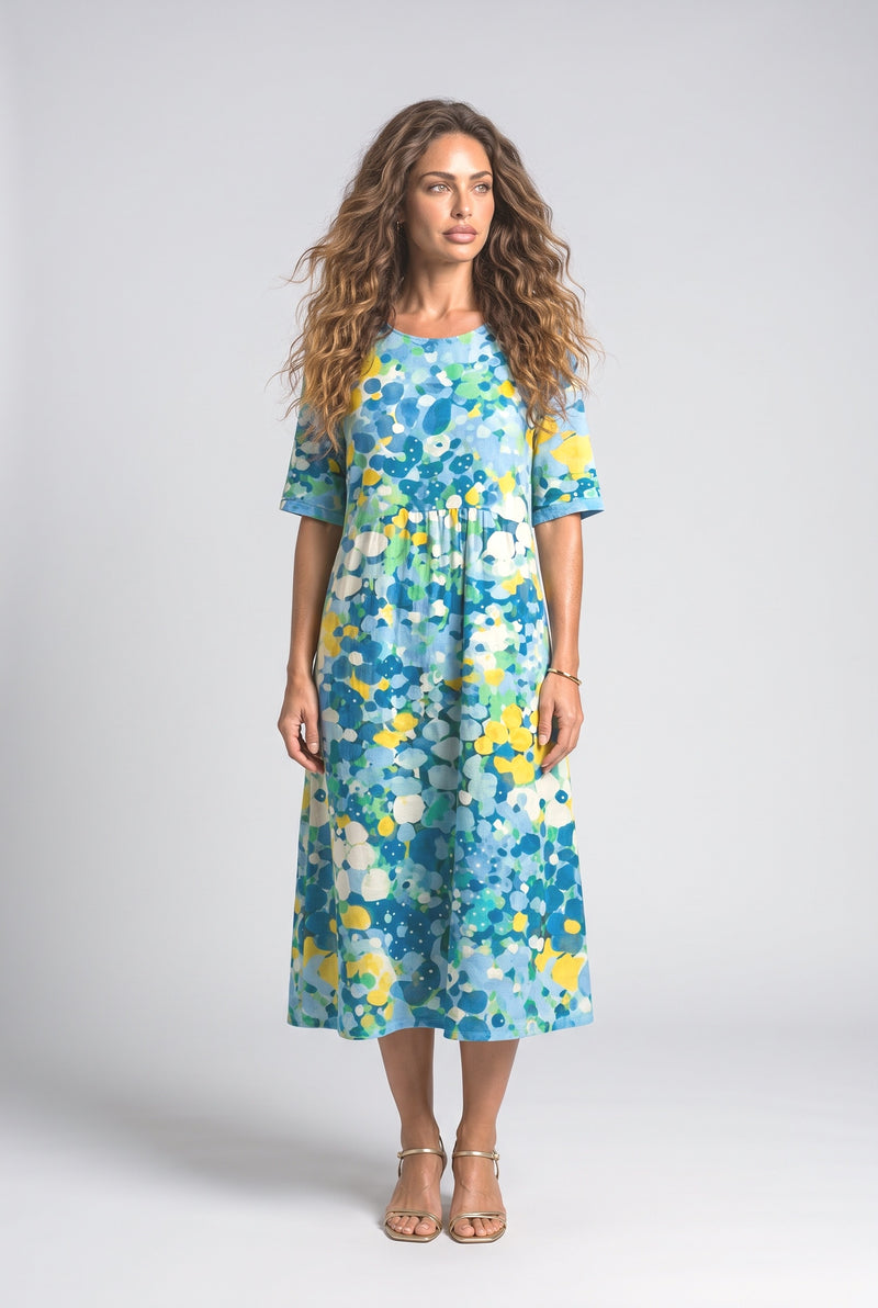 Blue Pink Midi Dress