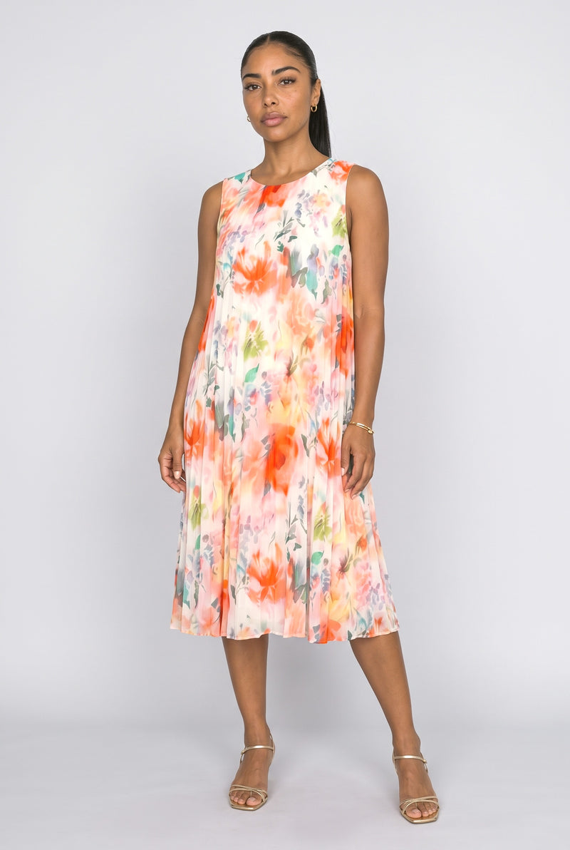Floral Pleated Midi Dress