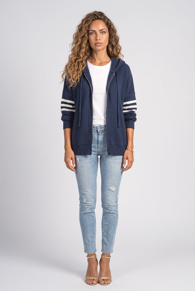 Navy Striped Hoodie