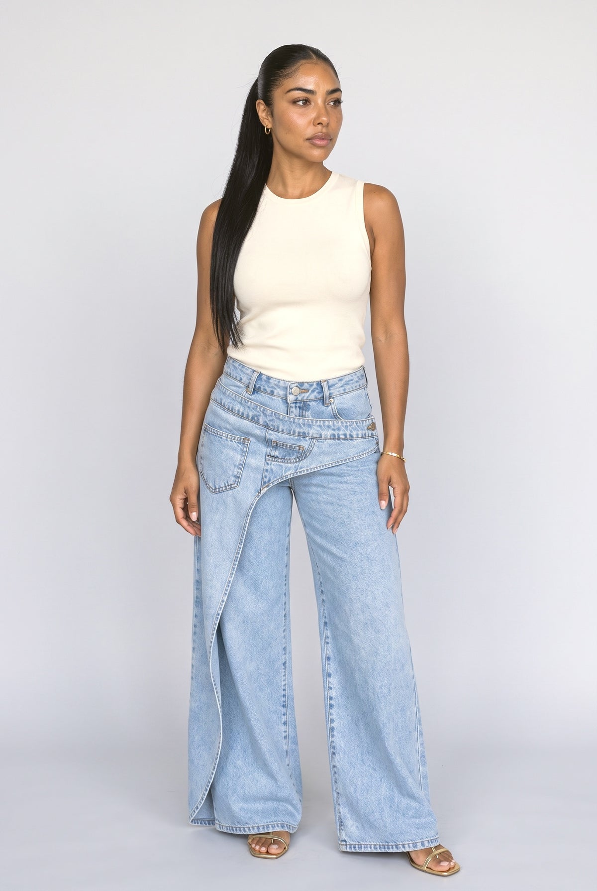 Wrap Wide Leg Jeans
