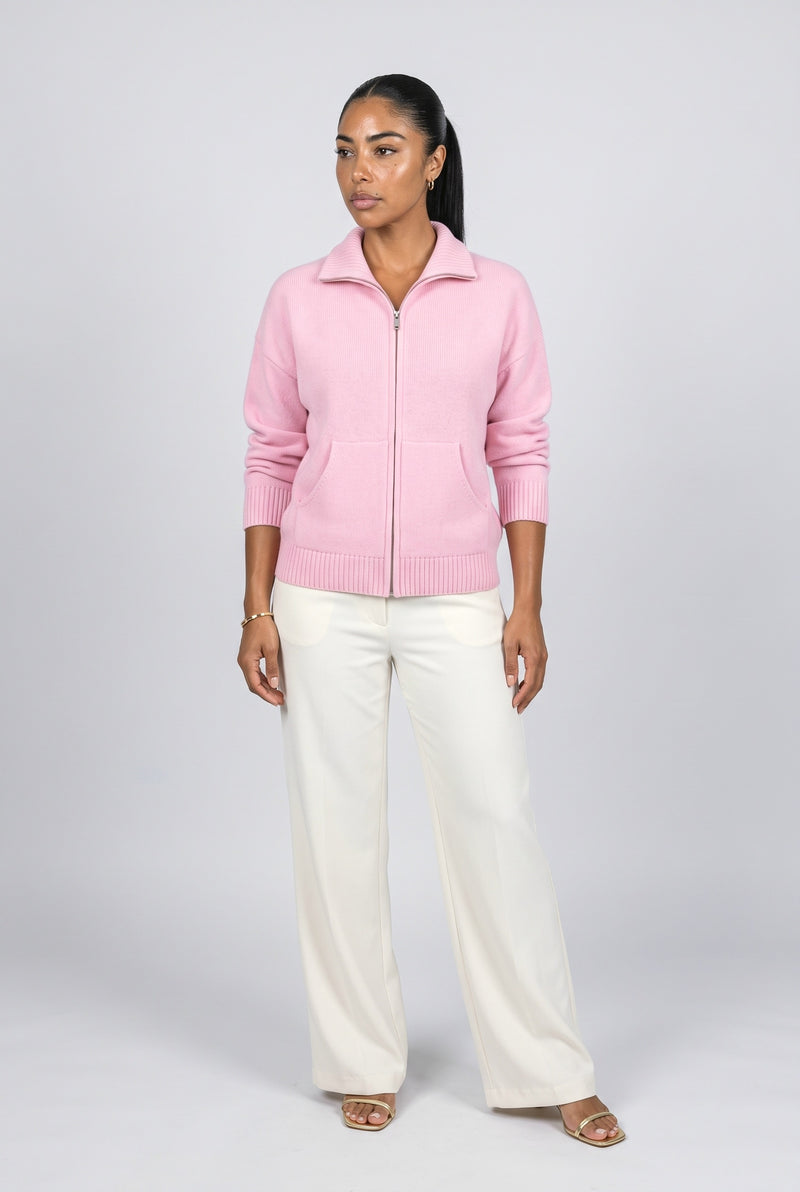 Pink Black Knit Cardigan