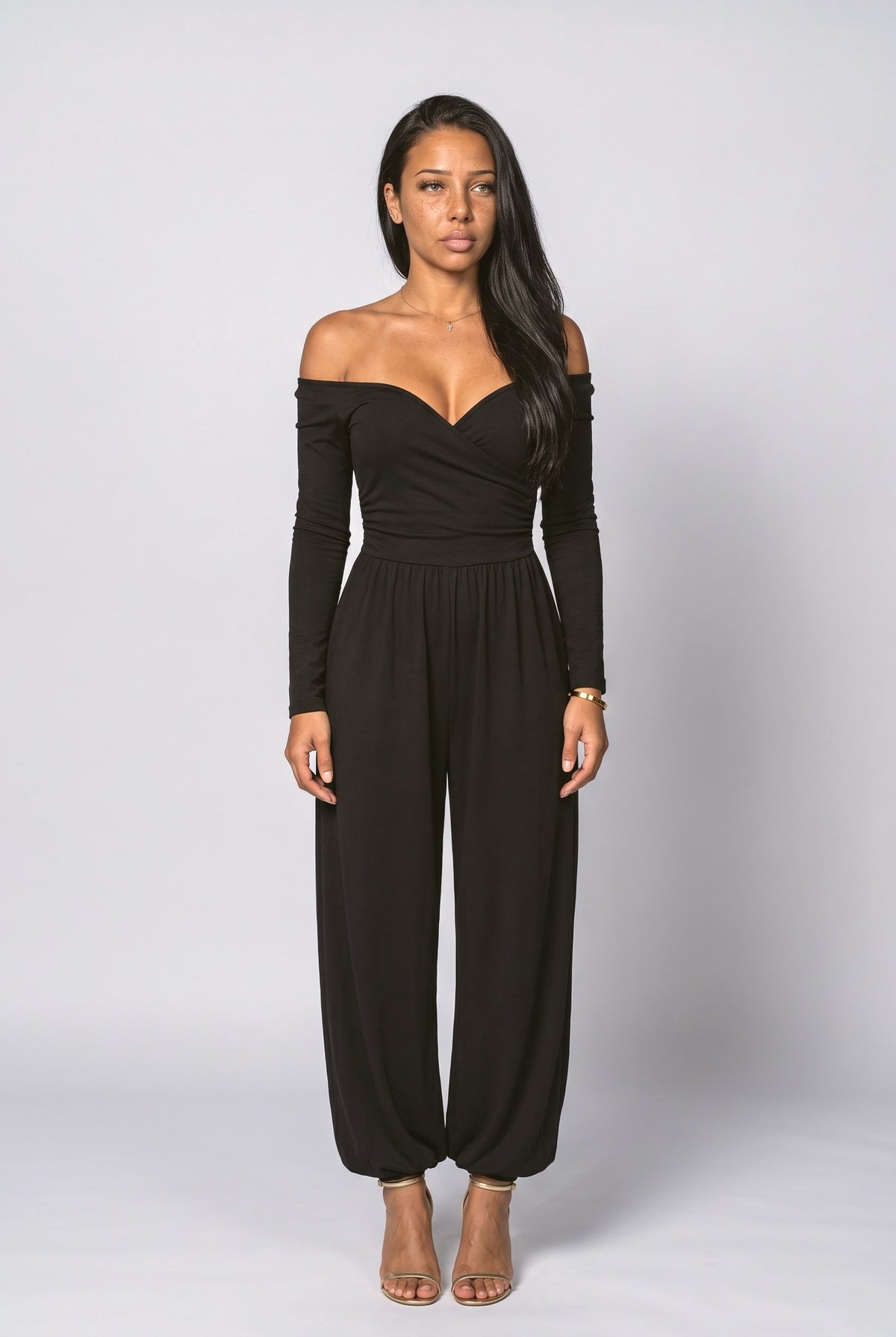 Off-Shoulder Wrap Jumpsuit
