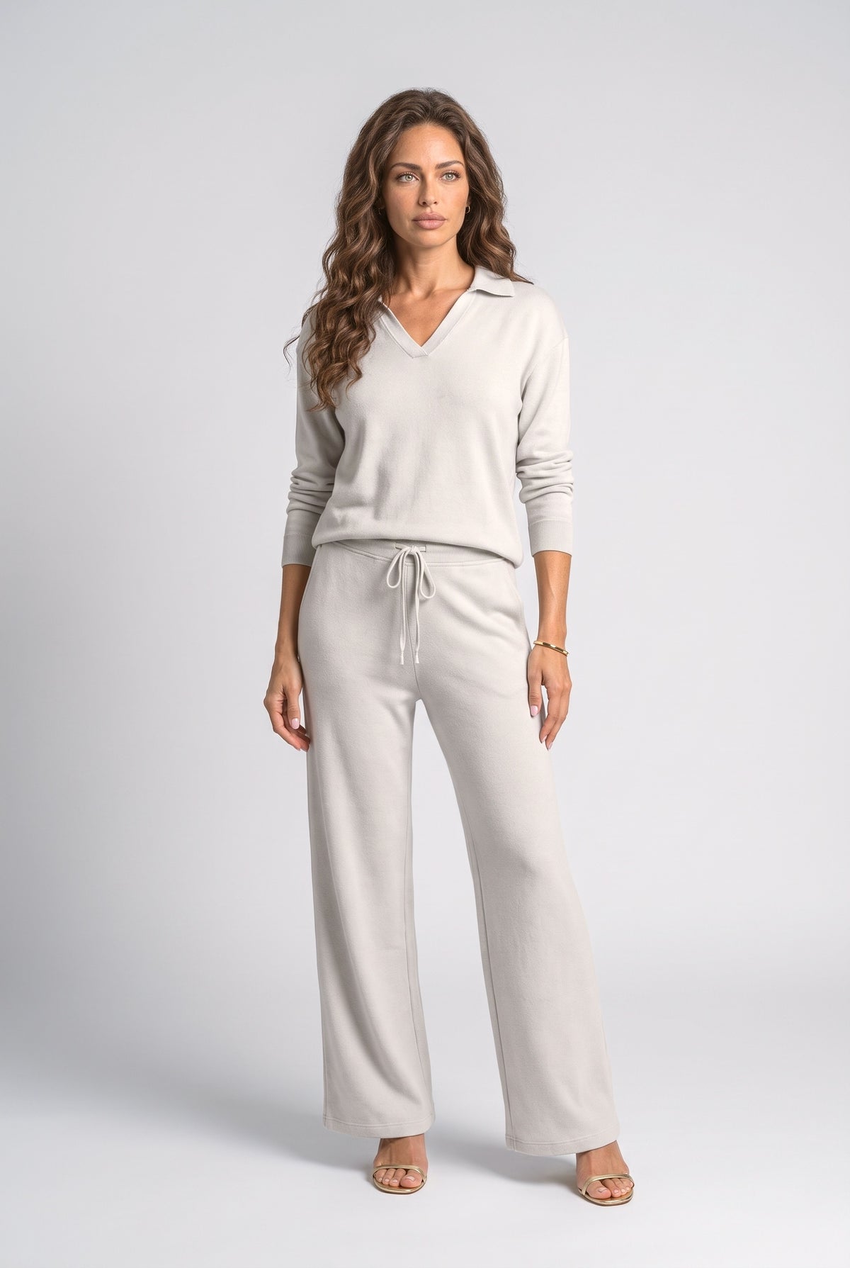 Knit V-Neck Two Piece Outfit