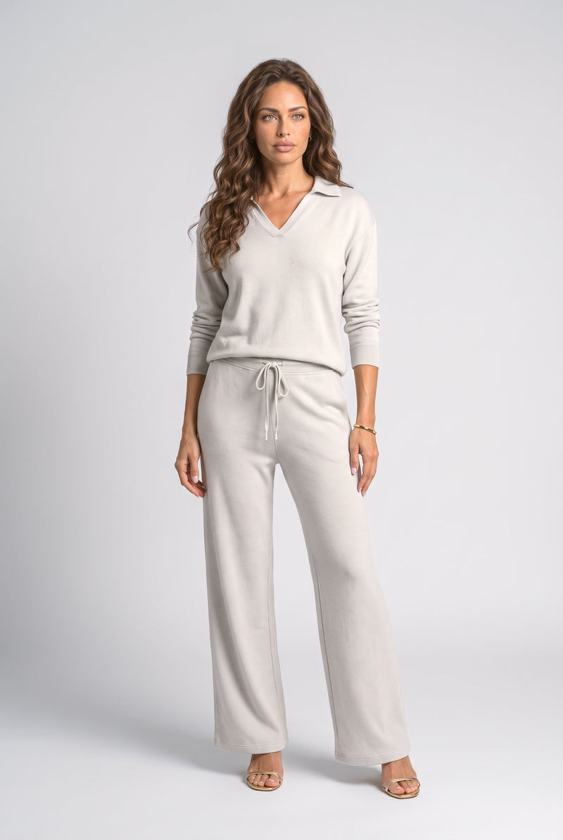 Knit V-Neck Two Piece Outfit