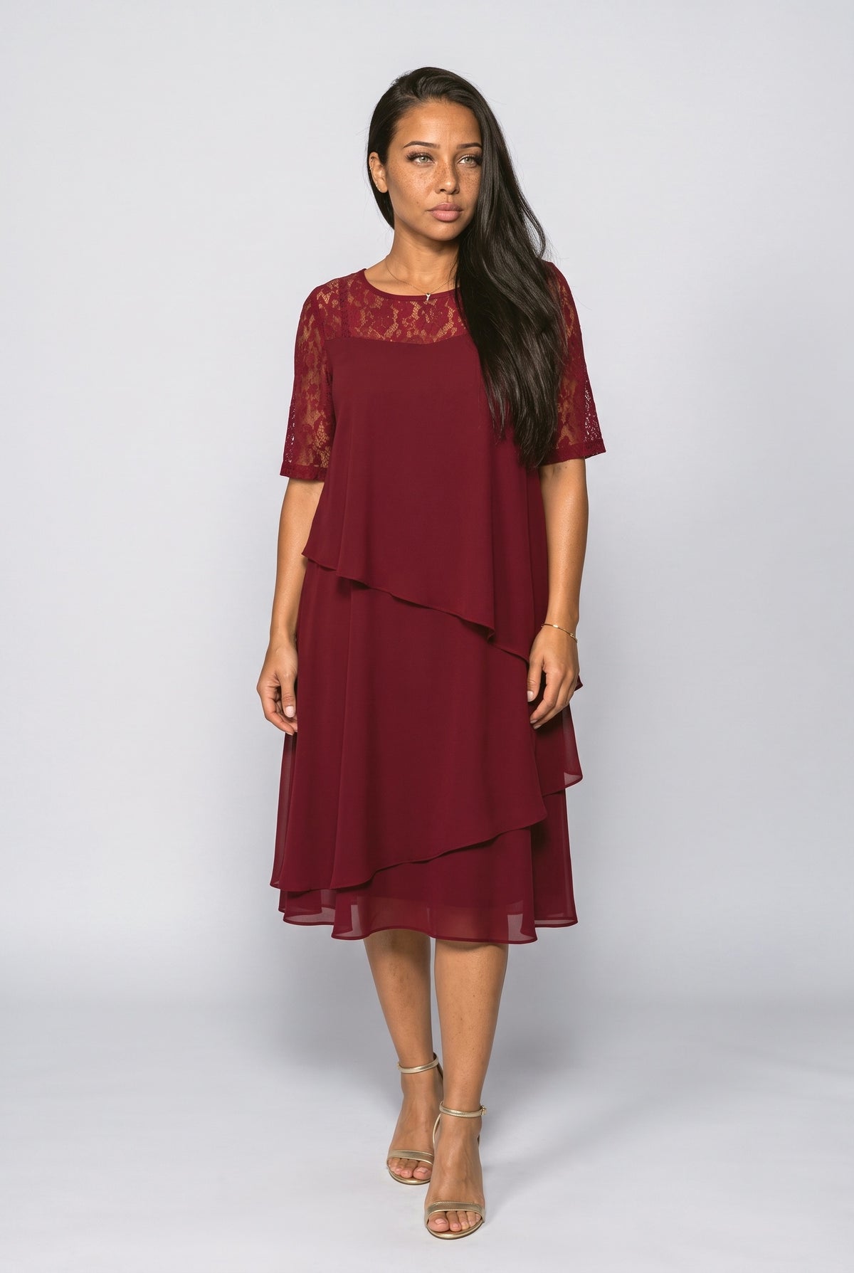 Lace Tiered Midi Dress