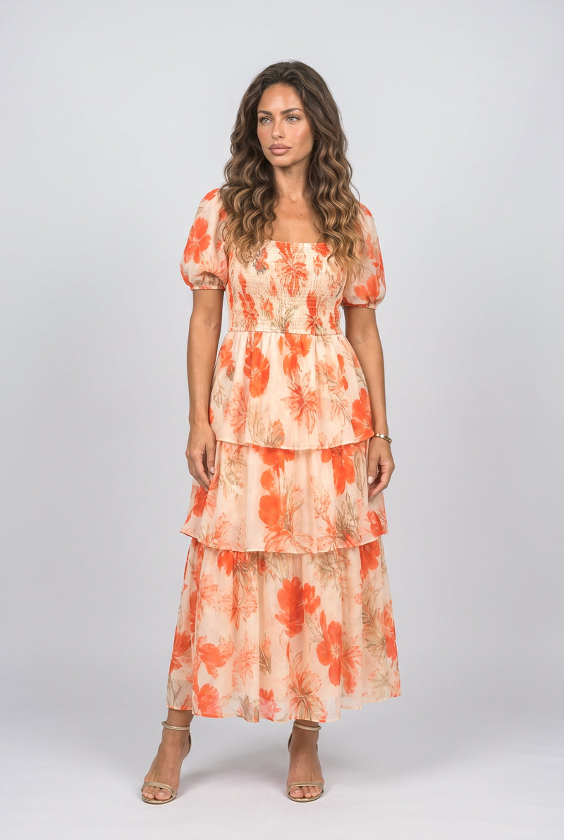Square Neck Floral Maxi Dress