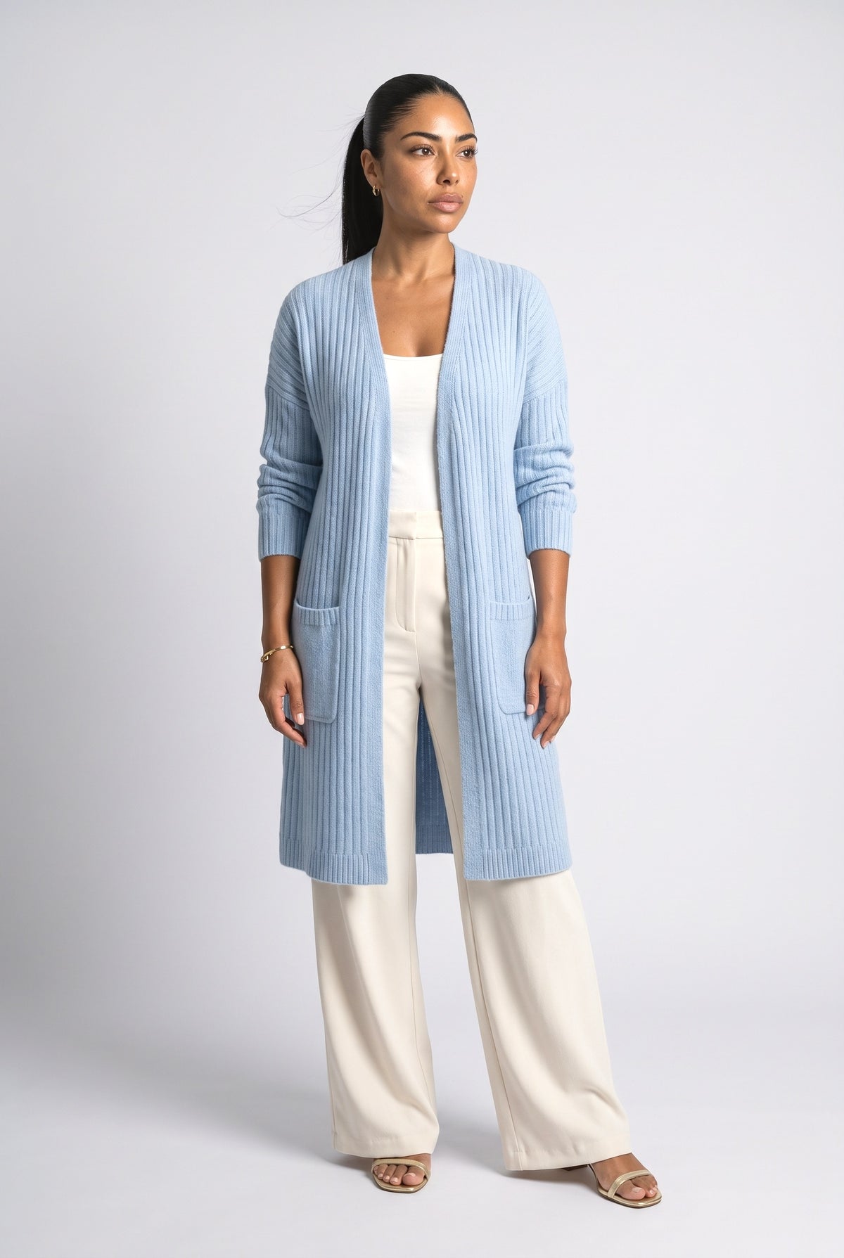 Ribbed Long Cardigan