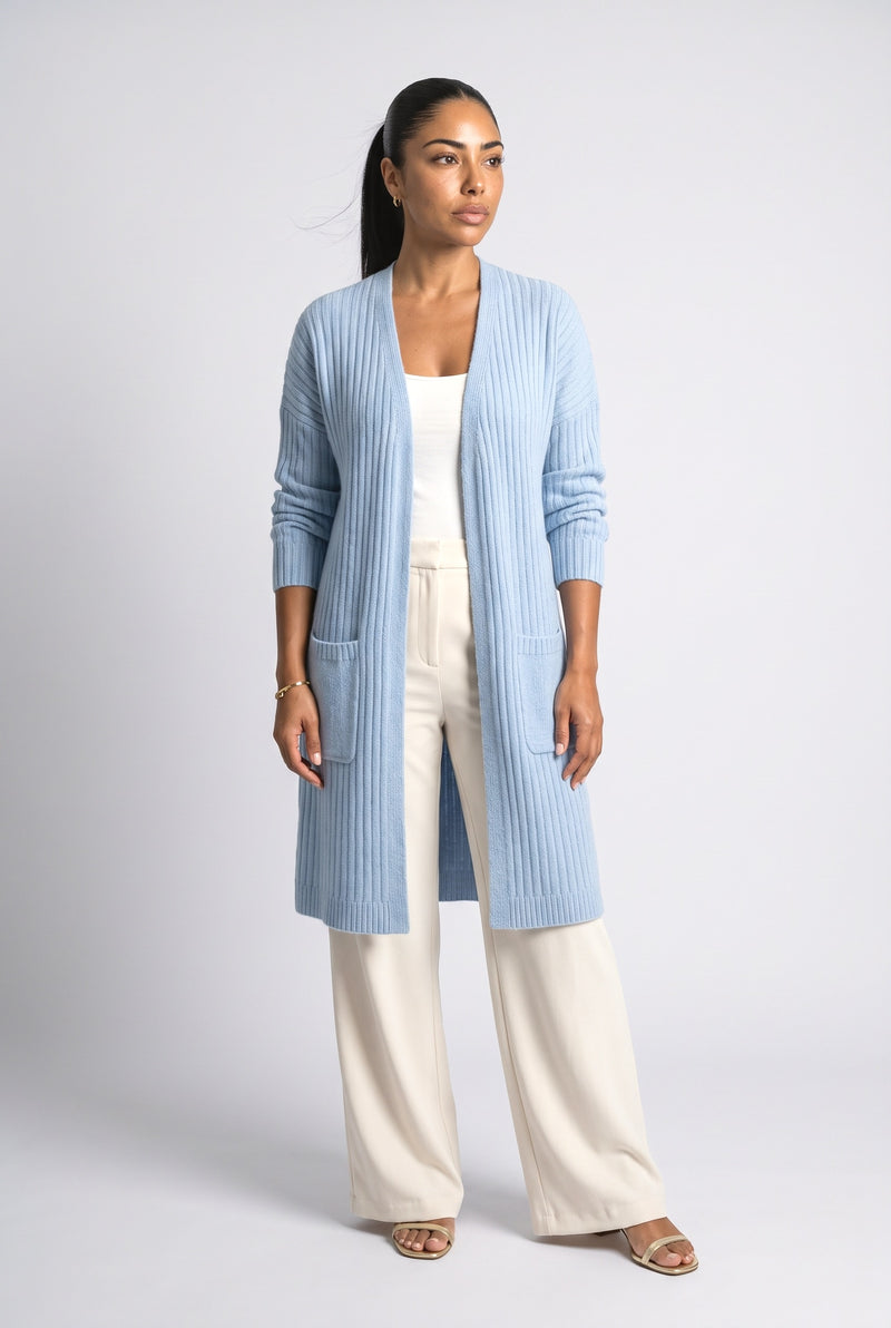 Ribbed Long Cardigan