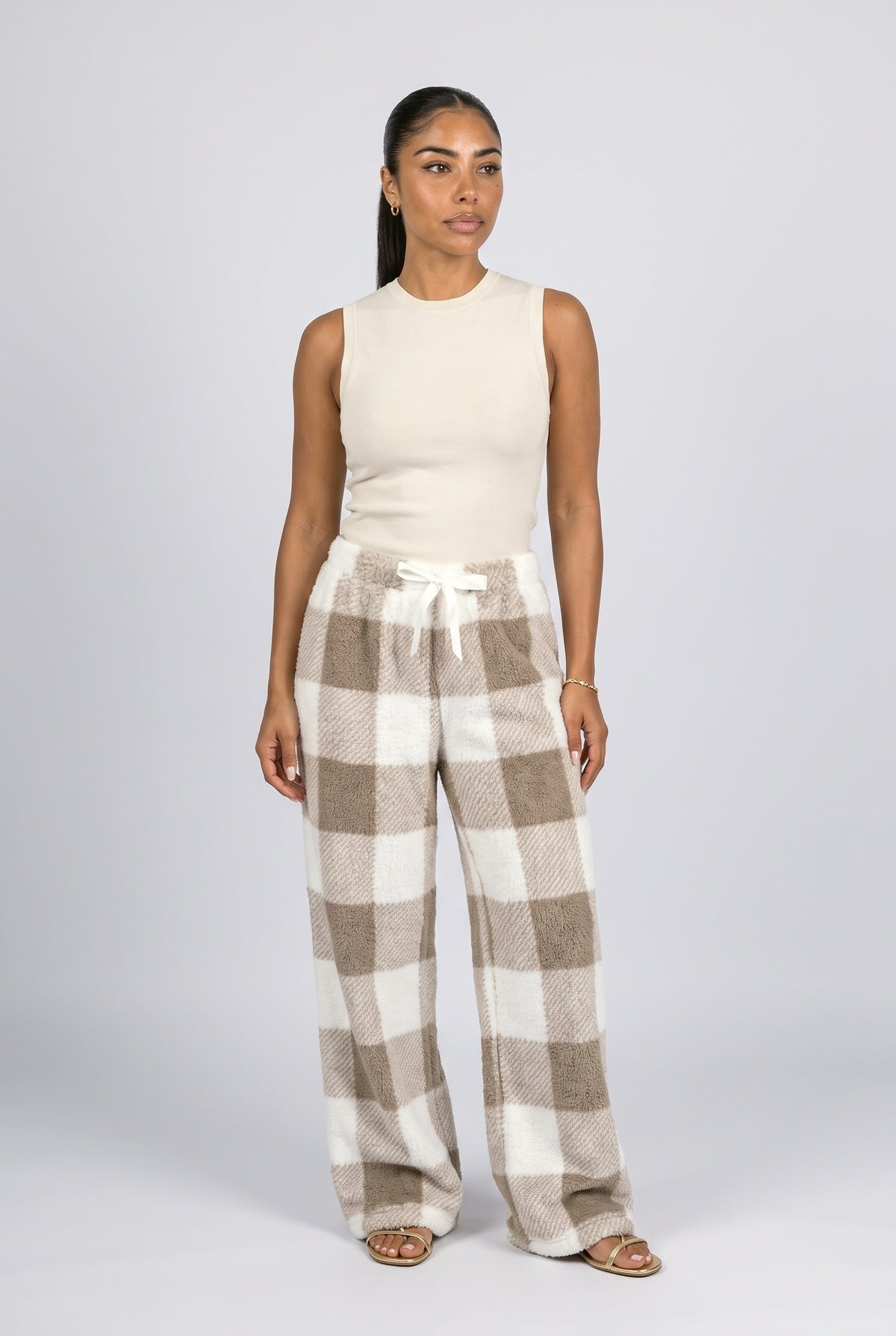 Plaid Wide Leg Pants