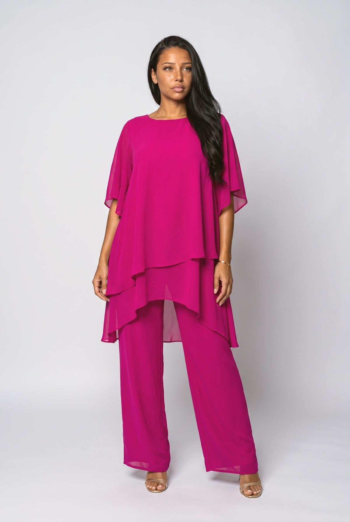 Chiffon Asymmetric Two Piece Outfit