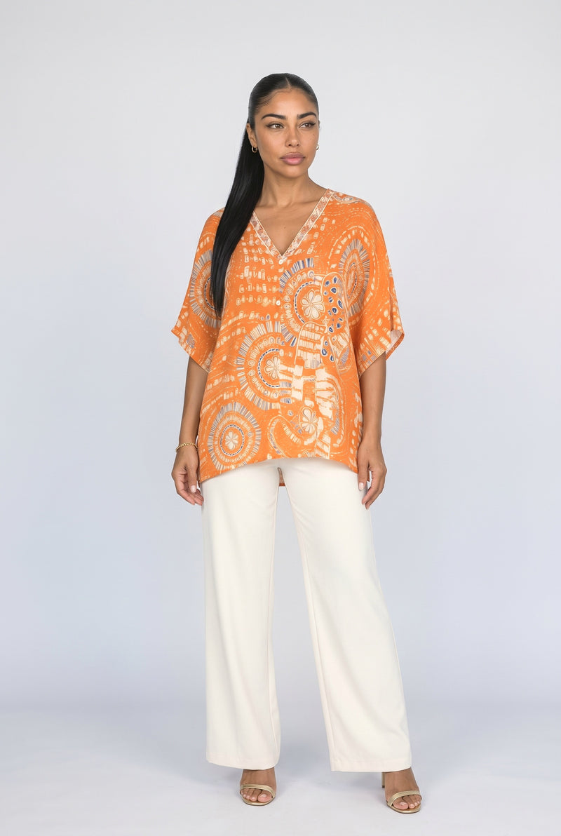 V-Neck Floral Relaxed Blouse