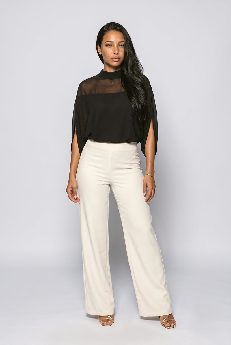 Mesh Batwing Sleeve Blouse