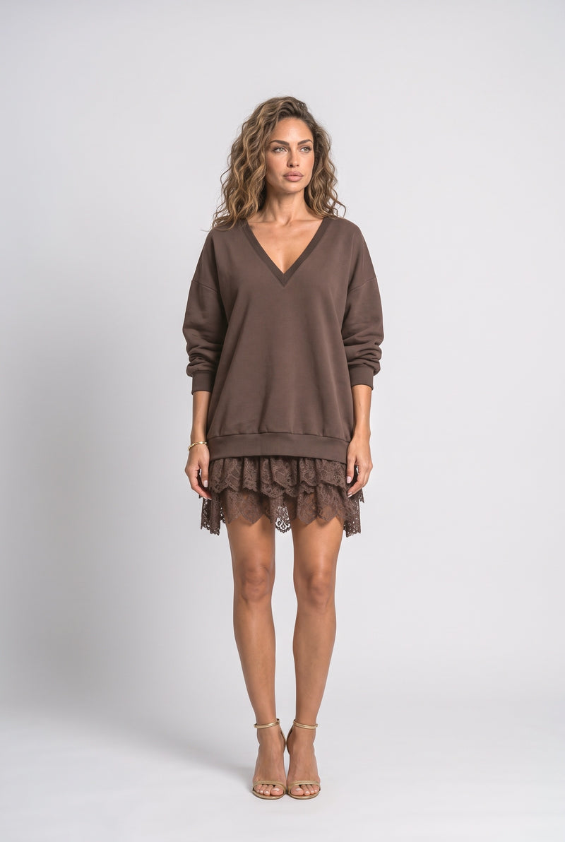 Brown Lace Summer Dress
